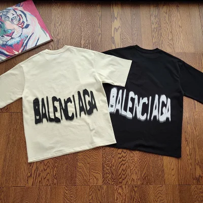 Футболка Gucci X Balenciaga Logo Paint "Black" фото № 5