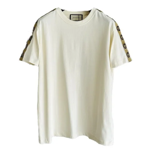 Футболка Gucci With A Logo Stripe On The Sleeves "Cream"