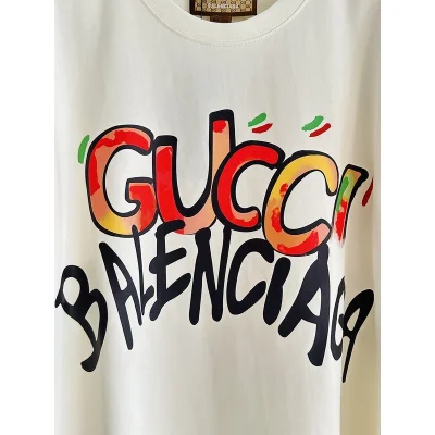 Футболка Gucci X Balenciaga Colorful Inscription "Cream" фото № 4