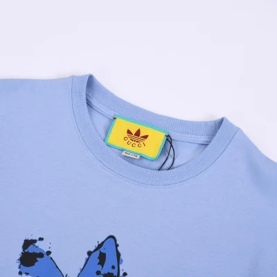 Футболка Gucci X Adidas Logo In The Center "Blue" фото № 2