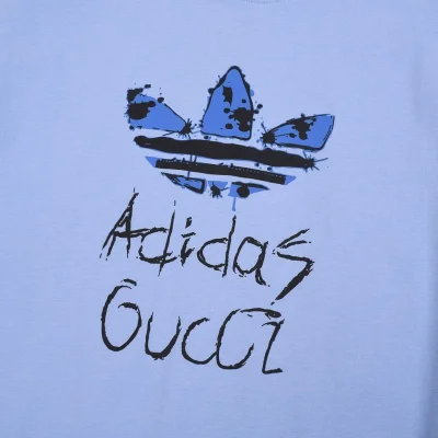 Футболка Gucci X Adidas Logo In The Center "Blue" фото № 6