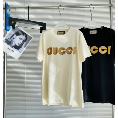 Футболка Gucci Made Of Sequin Logo "White" фото № 3