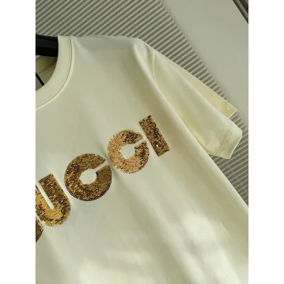 Футболка Gucci Made Of Sequin Logo "White" фото № 4