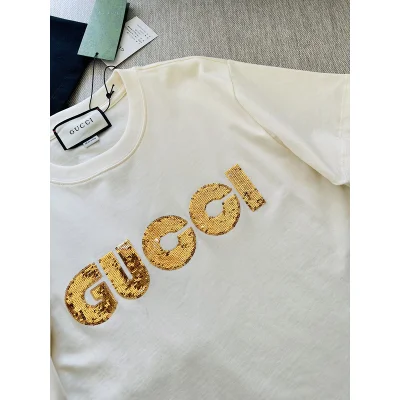 Футболка Gucci Made Of Sequin Logo "White" фото № 6