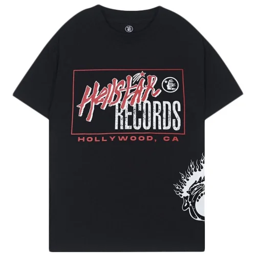 Футболка Hellstar Lightning With Inscription Back And Small Logo In Rectangle Front "Black"