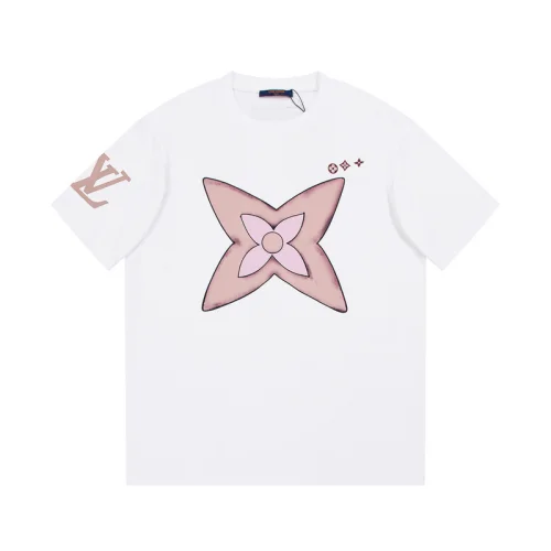 Футболка Louis Vuitton With A Pink Flower "White"