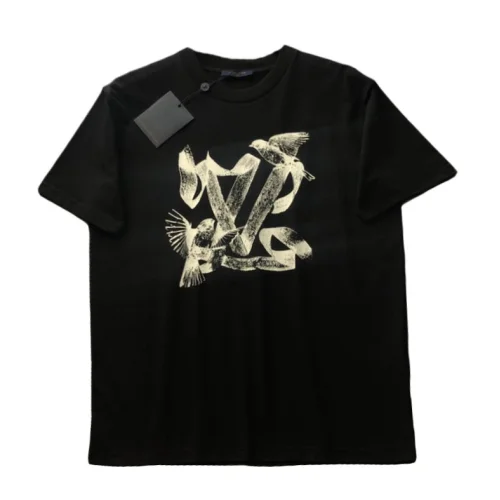 Футболка Louis Vuitton With Graphic Bird Print "Black"