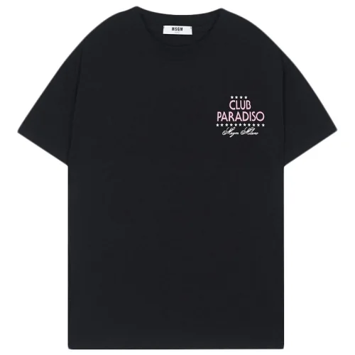 Футболка MSGM Back Inscription Club Paradiso "Black"