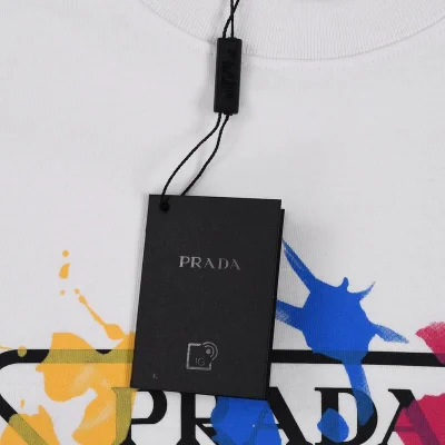 Футболка Prada Spots Of Colored Paint "White" фото № 5