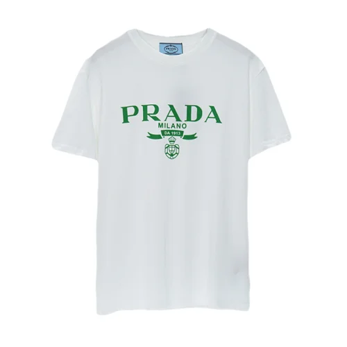 Футболка Prada With Big Green Logo "White"