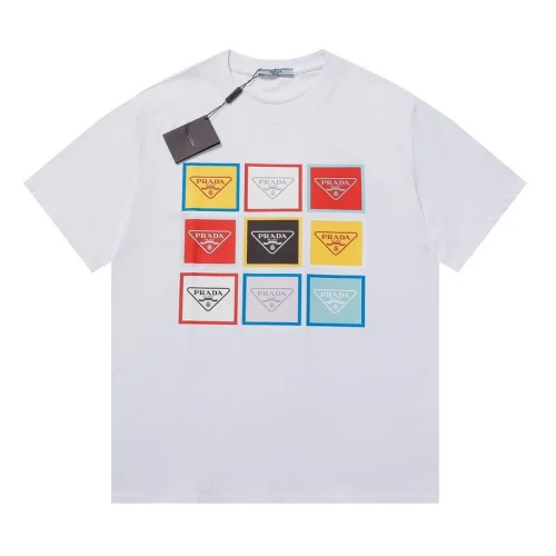 Футболка Prada Logo In Colored Squares "White"