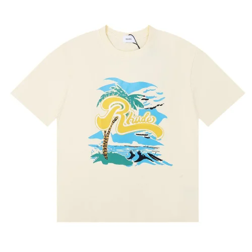 Футболка Rhude Palm Tree Yellow Frontside Logo "Beige"