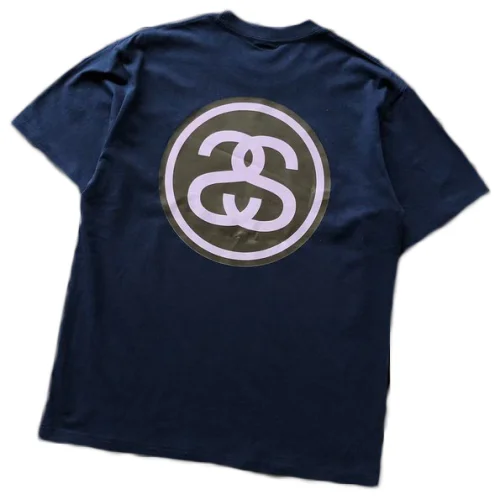 Футболка Stussy Letter With Mirror Reflection Inside Circle "Blue"