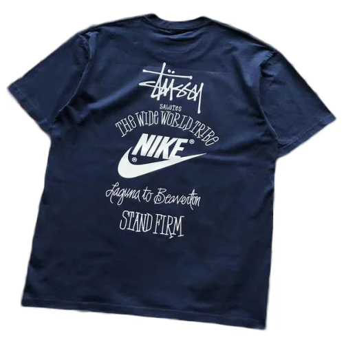 Футболка Stussy Nike Logo With Inscription Back "Blue"