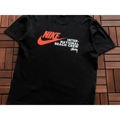 Футболка Stussy Front Inscription International Beach Crew And Nike Logo "Black" фото № 5