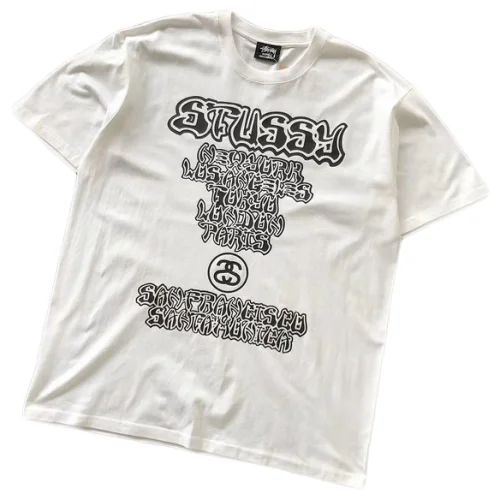 Футболка Stussy Cities List By Curly Letters "White"
