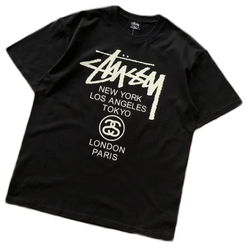 Футболка Stussy Cities And Letter With Mirror Image In Circle "Black"