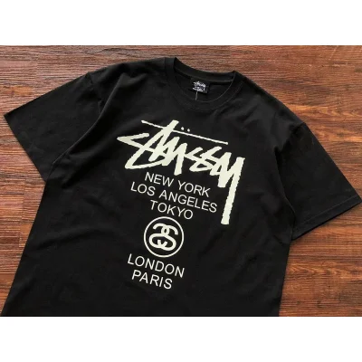 Футболка Stussy Cities And Letter With Mirror Image In Circle "Black" фото № 3