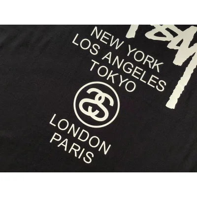 Футболка Stussy Cities And Letter With Mirror Image In Circle "Black" фото № 6