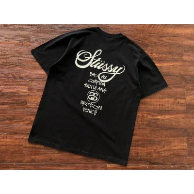 Футболка Stussy Cities And Letter With Mirror Image In Circle "Black" фото № 2