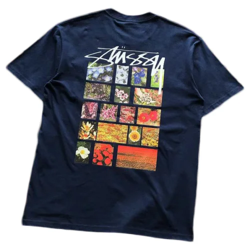 Футболка Stussy Flower Prints In Squares "Blue"