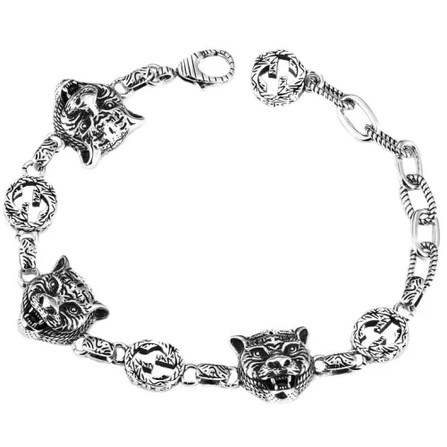 Браслет Gucci With Patterns And Logo Details - Chain With Tiger Detail "Silver"
