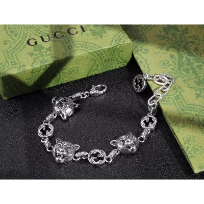 Браслет Gucci With Patterns And Logo Details - Chain With Tiger Detail "Silver" фото № 2