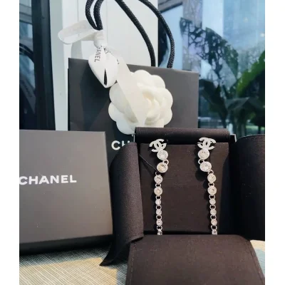 Серьги Chanel Rhinestones Chain "Gold" фото № 2