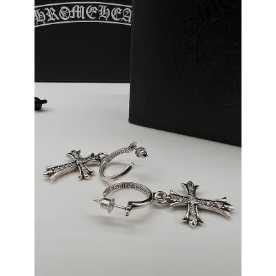 Серьги Chrome Hearts With Cross Shape With Diamonds "Silver" фото № 3