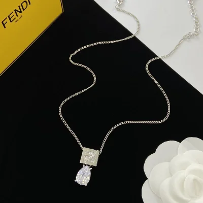 Подвеска Fendi Logo Inside Rectangle With Rhinestone "Silver" фото № 4