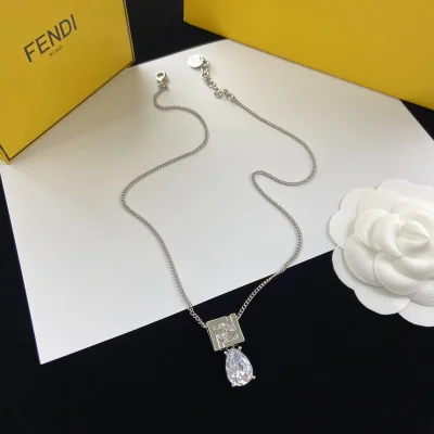 Подвеска Fendi Logo Inside Rectangle With Rhinestone "Silver" фото № 6