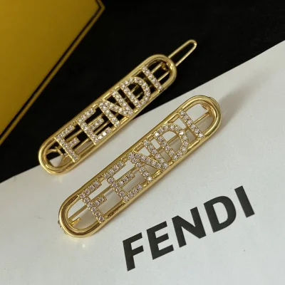 Заколка для волос Fendi Logo Inscription "Gold" фото № 3
