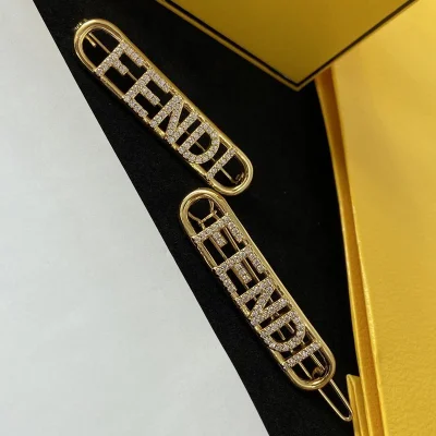 Заколка для волос Fendi Logo Inscription "Gold" фото № 5
