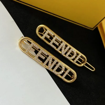 Заколка для волос Fendi Logo Inscription "Gold" фото № 6