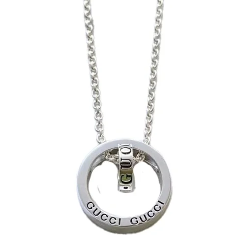 Подвеска Gucci Circle With Logo Inscription "Silver"