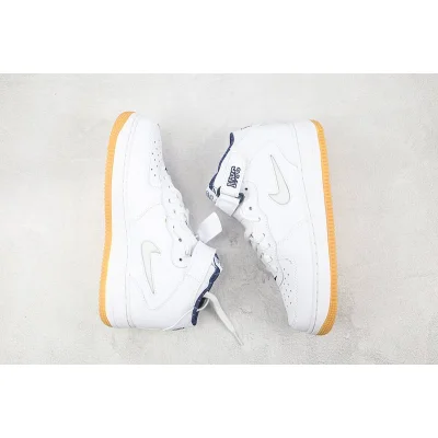 Nike Air Force 1 Mid QS "White/Midnight Navy/Gum Yellow" фото № 9