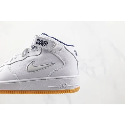 Nike Air Force 1 Mid QS "White/Midnight Navy/Gum Yellow" фото № 4