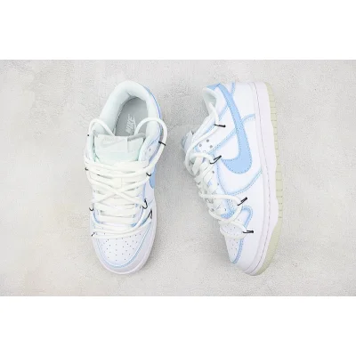 Nike Dunk Low "White/Light Blue/Double Lacing" фото № 6