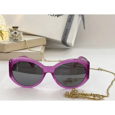 Солнцезащитные очки Balenciaga Round Shaped And One Side Inscription "Pink" фото № 2