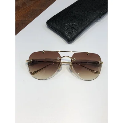 Солнцезащитные очки Chrome Hearts Aviator Shaped Lenses Connect By Top Line "Brown" фото № 2
