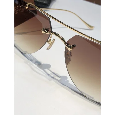 Солнцезащитные очки Chrome Hearts Aviator Shaped Lenses Connect By Top Line "Brown" фото № 4