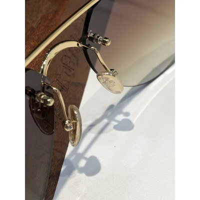 Солнцезащитные очки Chrome Hearts Aviator Shaped Lenses Connect By Top Line "Brown" фото № 5