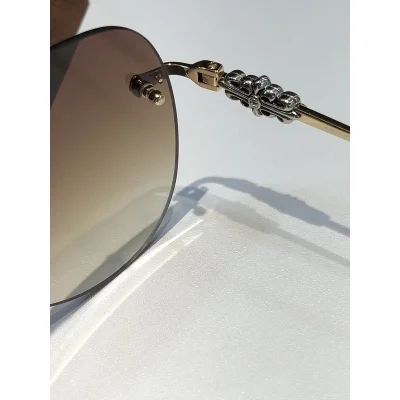 Солнцезащитные очки Chrome Hearts Aviator Shaped Lenses Connect By Top Line "Brown" фото № 6