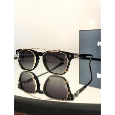 Солнцезащитные очки Chrome Hearts Double Frame With Logo "Black/Gold" фото № 2