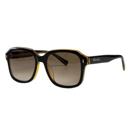 Солнцезащитные очки Prada Temples With Stripe And Logo "Brown/Yellow"