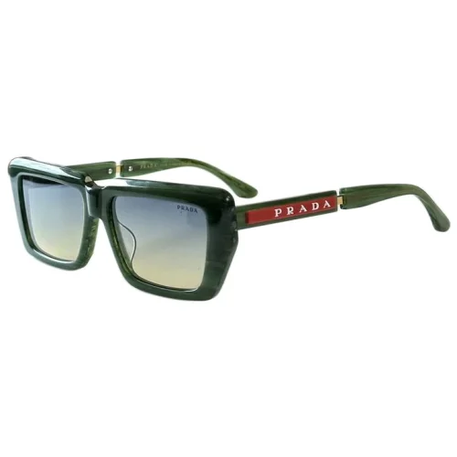 Солнцезащитные очки Prada Big Logo White Letters In Red Rectangle On Frame "Green"
