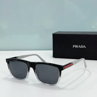 Солнцезащитные очки Prada Rectangle Form And Inscription On Frame "Black/White" фото № 2
