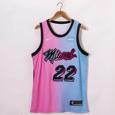 Баскетбольная Джерси Nike Miami Heat 20-21 №22 Jimmy Butler With Logo "Blue/Pink" фото № 3