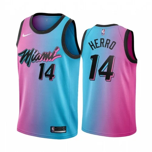 Баскетбольная Джерси Nike Miami Heat 20-21 №14 Tyler Herro With Logo "Blue/Pink"