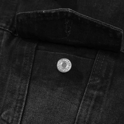 Джинсовая Куртка Balenciaga With White Text Logo "Black" фото № 3